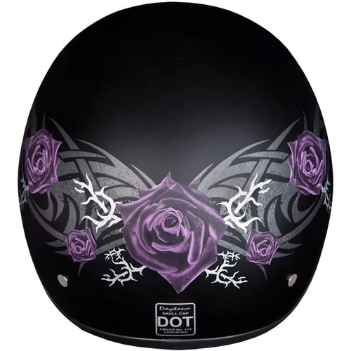 Daytona Skull Cap Helmet Purple Rose 4 Daytona Skull Cap Helmet Purple Rose - Image 2
