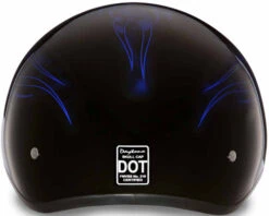 Daytona Skull Cap Helmet Skull Flames Blue -Motorcycle Helmet Store daytona skull cap with skull flames blue helmet back 76535.1517459161