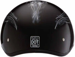 Daytona Skull Cap Helmet Skull Flames Silver -Motorcycle Helmet Store daytona skull cap with skull flames silver helmet back 63699.1517461981