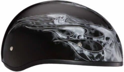 Daytona Skull Cap Helmet Skull Flames Silver -Motorcycle Helmet Store daytona skull cap with skull flames silver helmet right 59549.1517461981