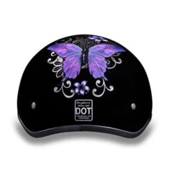 Daytona Skull Cap Helmet Butterfly -Motorcycle Helmet Store daytona skull cap helmet purple butterfly back 70458.1548731524