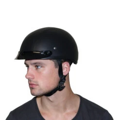 Daytona Skull Cap Helmet With Visor Leather Covered -Motorcycle Helmet Store daytona skull cap slim line helmet leather model 85688.1548590469