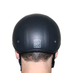 Daytona Skull Cap Helmet W/o Visor Leather Covered -Motorcycle Helmet Store daytona skull cap slim line leather head shot back 27163.1690639603