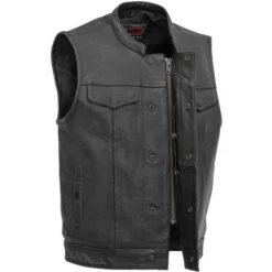 First Manufacturing Sharp Shooter Vest -Motorcycle Helmet Store first manufacturing sharp shooter jacket black center zip 13429.1700275637