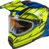 Gmax Youth AT-21Y Epic Snow Helmet - Dual Shield -Motorcycle Helmet Store gmax at 21s epic helmet dual shield blue hi vis black left 04533.1603553206