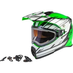 Gmax AT-21S Epic Snow Helmet - Electric Shield -Motorcycle Helmet Store gmax at 21s epic helmet electric shield green white black 31660.1603448327