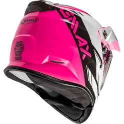 Gmax AT-21S Epic Snow Helmet - Electric Shield -Motorcycle Helmet Store gmax at 21s epic helmet electric shield pink white black back right 15448.1603448943