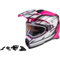 Gmax AT-21S Epic Snow Helmet - Electric Shield -Motorcycle Helmet Store gmax at 21s epic helmet electric shield pink white black 01430.1603448315