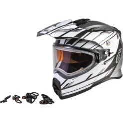 Gmax AT-21S Epic Snow Helmet - Electric Shield -Motorcycle Helmet Store gmax at 21s epic helmet electric shield silver white black 54203.1603448266