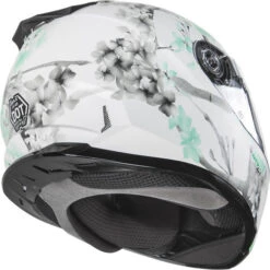 Gmax FF-49S Blossom Snow Helmet - Dual Shield -Motorcycle Helmet Store gmax ff 49s blossom helmet dual shield white teal grey back right 70634.1603345162