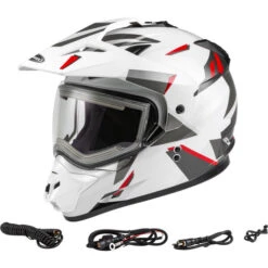 Gmax GM-11S Ripcord Helmet - Electric Shield -Motorcycle Helmet Store gmax gm 11s ripcord helmet electric shield white grey red set 29433.1669508255