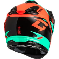 Gmax GM-11S Ronin Snow Helmet - Electric Shield -Motorcycle Helmet Store gmax gm 11s ronin electric shield helmet black aqua coral back right 17740.1698618538