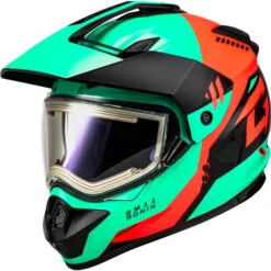 Gmax GM-11S Ronin Snow Helmet - Electric Shield -Motorcycle Helmet Store gmax gm 11s ronin electric shield helmet black aqua coral 15613.1698618340