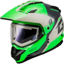 Gmax GM-11S Ronin Snow Helmet - Electric Shield -Motorcycle Helmet Store gmax gm 11s ronin electric shield helmet green grey 45974.1698618366