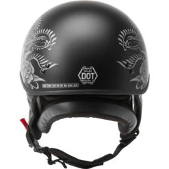 Gmax HH-65 Rose Naked Helmet -Motorcycle Helmet Store gmax hh 65 rose naked helmet black silver back 14981.1588166309