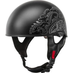 Gmax HH-65 Rose Naked Helmet -Motorcycle Helmet Store gmax hh 65 rose naked helmet black silver front 22552.1588166298
