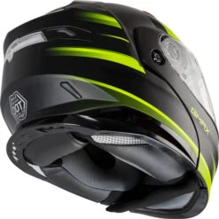 Gmax MD-01S Descendant Helmet - Electric Shield -Motorcycle Helmet Store gmax md 01s descendant helmet electric shield matte black hi vis back right 79661.1669970603