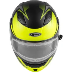 Gmax MD-01S Descendant Helmet - Electric Shield -Motorcycle Helmet Store gmax md 01s descendant helmet electric shield matte black hi vis front 53869.1669970596