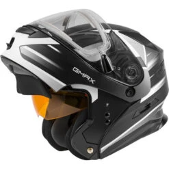 Gmax MD-01S Descendant Helmet - Electric Shield -Motorcycle Helmet Store gmax md 01s descendant helmet electric shield matte black white flip up 40644.1669970640