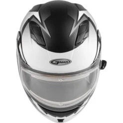 Gmax MD-01S Descendant Helmet - Electric Shield -Motorcycle Helmet Store gmax md 01s descendant helmet electric shield matte black white front 76309.1669970644