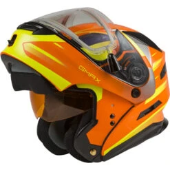 Gmax MD-01S Descendant Helmet - Electric Shield -Motorcycle Helmet Store gmax md 01s descendant helmet electrlc shield neon orange hi vis flip up 36387.1669970686
