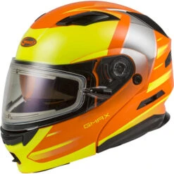 Gmax MD-01S Descendant Helmet - Electric Shield -Motorcycle Helmet Store gmax md 01s descendant helmet electrlc shield neon orange hi vis 83834.1669970680