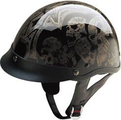 HCI 100 Half Helmet Silver Screaming Skulls