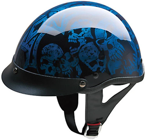 HCI 100 Half Helmet Blue Screaming Skulls 3 HCI 100 Half Helmet Blue Screaming Skulls