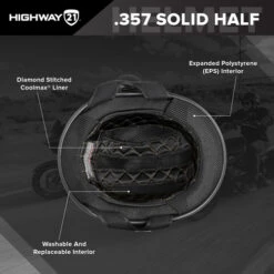 Highway 21 .357 Helmet Solid -Motorcycle Helmet Store highway 21 .357 helmet interior features 35188.1646731342