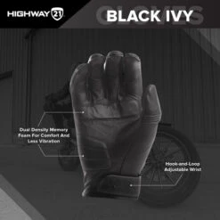 Highway 21 Black Ivy Gloves -Motorcycle Helmet Store highway 21 black ivy womens gloves palm features 07640.1646231294