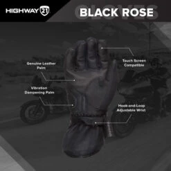 Highway 21 Black Rose Gloves -Motorcycle Helmet Store highway 21 black rose womens gloves black palm features 96724.1646234926