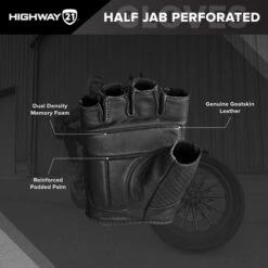 Highway 21 Half Jab Perforated Gloves -Motorcycle Helmet Store highway 21 half jab perforated gloves palm features 81169.1646183221