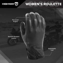 Highway 21 Roulette Gloves -Motorcycle Helmet Store highway 21 roulette womens gloves black features 90238.1646231986