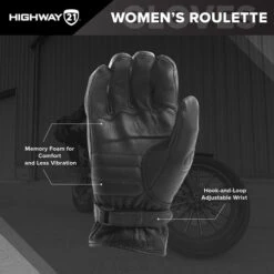 Highway 21 Roulette Gloves -Motorcycle Helmet Store highway 21 roulette womens gloves black palm features 40687.1646231992