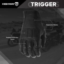 Highway 21 Trigger Gloves -Motorcycle Helmet Store highway 21 trigger gloves black features 30591.1646175195