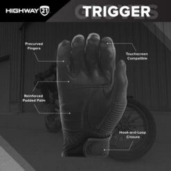 Highway 21 Trigger Gloves -Motorcycle Helmet Store highway 21 trigger gloves black palm features 42545.1646175192
