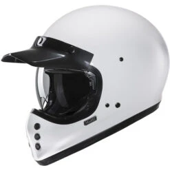 HJC V60 Helmet Solid -Motorcycle Helmet Store hjc v60 helmet solid white front left with peak visor 33609.1665664832