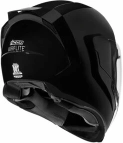 ICON Airflite Helmet Solid -Motorcycle Helmet Store icon airflite helmet solid gloss black back 06593.1521597572