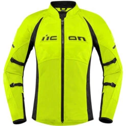 ICON Contra2 Women's Jacket Stealth -Motorcycle Helmet Store icon contra2 jacket hi viz front 23941.1591428584