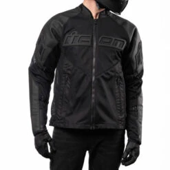 ICON Mesh AF Leather Jacket -Motorcycle Helmet Store icon mesh af leather jacket black worn front 71222.1689750273