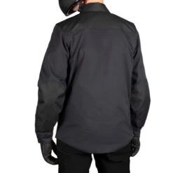 ICON Upstate Canvas CE Jacket -Motorcycle Helmet Store icon upstate canvas jacket black worn back 35889.1689752619