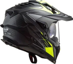 LS2 Explorer Carbon Focus Helmet -Motorcycle Helmet Store ls2 explorer carbon focus helmet titanium hi vis yellow back right 24985.1633132397