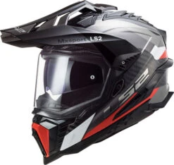 LS2 Explorer Carbon Frontier Helmet -Motorcycle Helmet Store ls2 explorer carbon frontier helmet titanium red front left 15484.1617240086