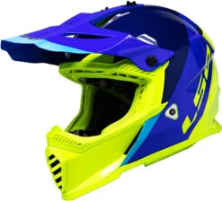 LS2 Gate Launch Youth Helmet -Motorcycle Helmet Store ls2 gate launch helmet blue hi viz front left 86165.1633131895