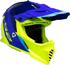LS2 Gate Launch Youth Helmet -Motorcycle Helmet Store ls2 gate launch helmet blue hi viz front right 12216.1633131895