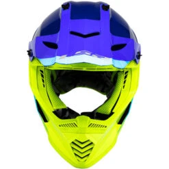 LS2 Gate Launch Youth Helmet -Motorcycle Helmet Store ls2 gate launch helmet blue hi viz front 36468.1633131895