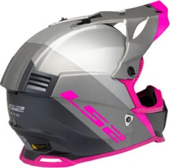 LS2 Gate Launch Youth Helmet -Motorcycle Helmet Store ls2 gate launch helmet silver gray pink back right 74450.1633131895
