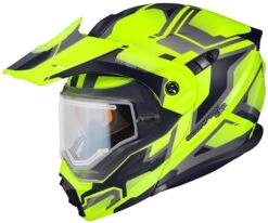 Scorpion EXO-AT950 Ellwood Helmet - Electric Shield -Motorcycle Helmet Store scorpion exo at950 ellwood snow helmet electric hi viz left 54470.1640186149
