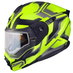 Scorpion EXO-AT950 Ellwood Helmet - Electric Shield -Motorcycle Helmet Store scorpion exo at950 ellwood snow helmet electric hi viz no peak visor 78926.1639534101