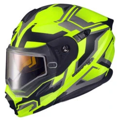 Scorpion EXO-AT950 Ellwood Helmet - Dual Shield -Motorcycle Helmet Store scorpion exo at950 ellwood snow helmet hi viz no peak visor left 04386.1698283749